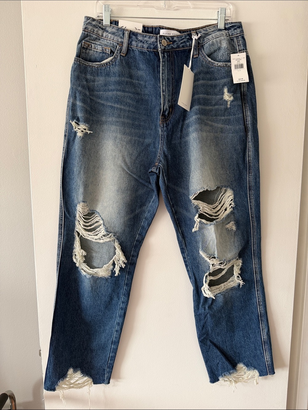 Flying Monkey Ultra High Rise Straight Leg Distressed Jeans NWT Size 31 / 27